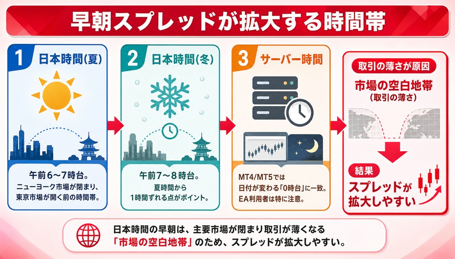 早朝 スプレッド 拡大