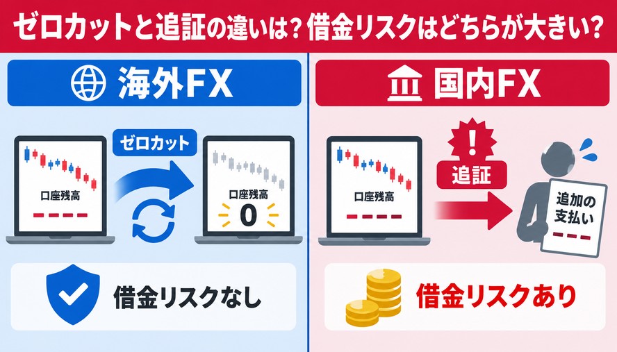 ゼロカットと追証の違いは？借金リスクはどちらが大きい？